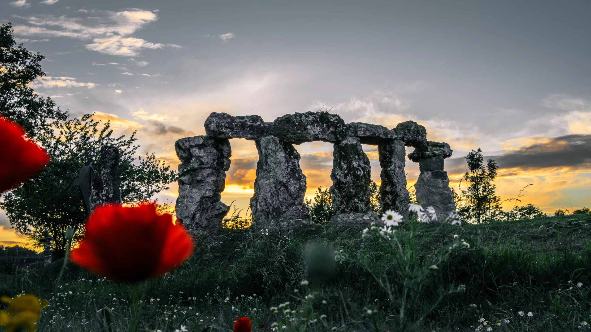 Sonnenuntergang am Stonehenge Tiefenpölz fotografisch eingefangen