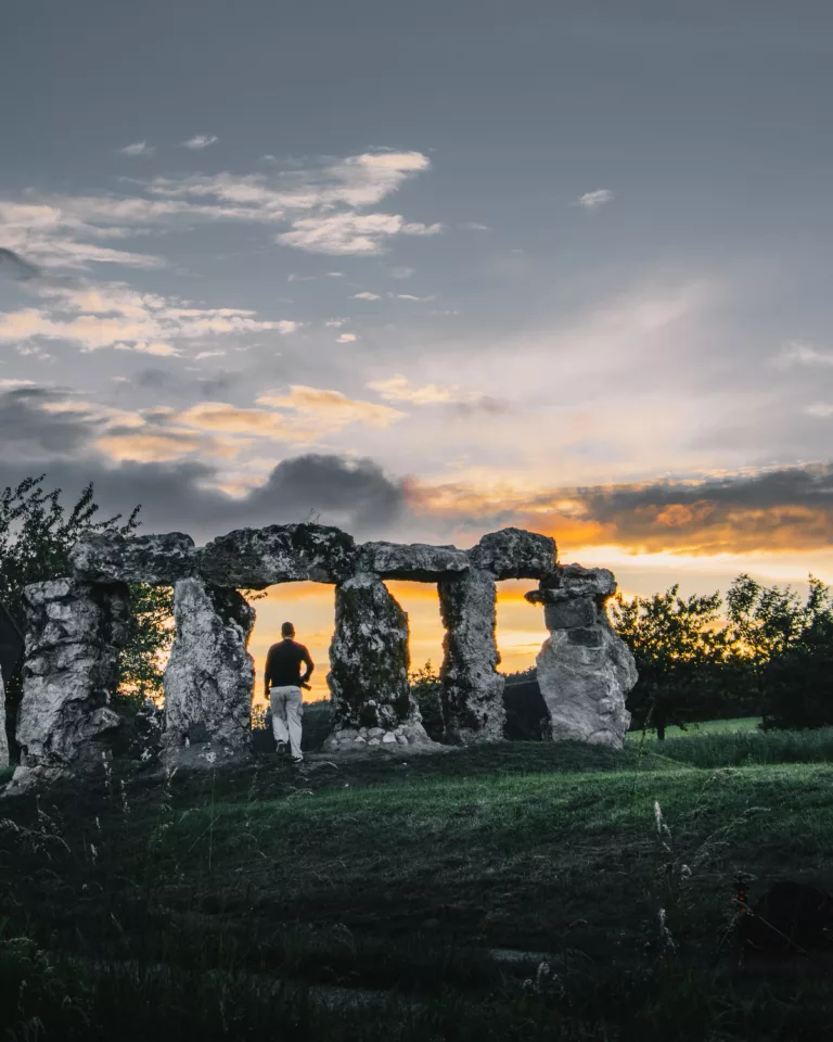 Stonehenge Tiefenpoelz zum Sonnenuntergang